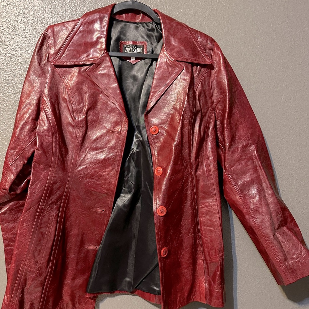 Burgundy/ red leather blazer